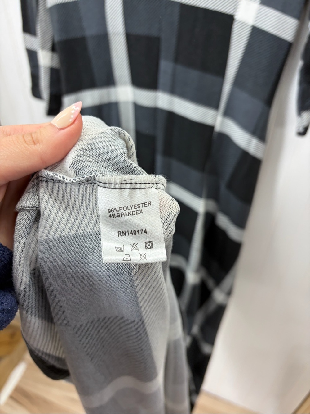 Reborn Black & Gray Plaid long sleeve Maxi stretchy Dress - Picture 7 of 7
